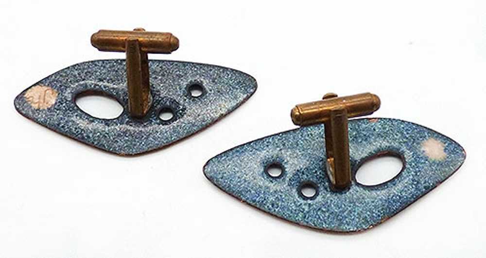 Modernist Red Enamel Copper Cuff Links - image 2