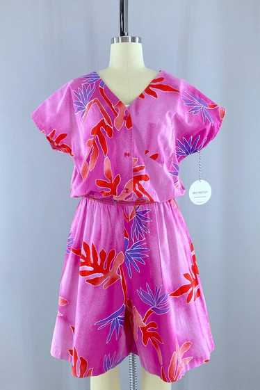 Vintage 1980s Hilo Hattie Pink Romper