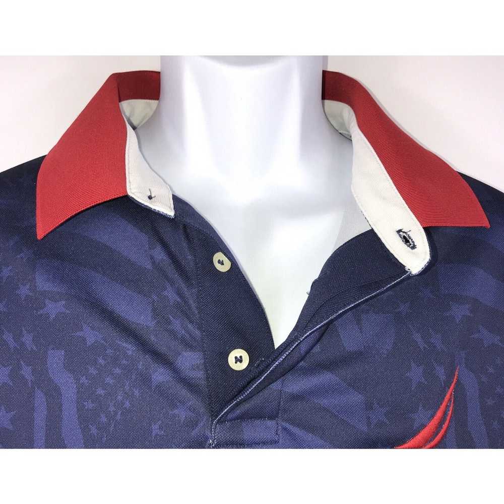 Nautica Jersey Short Sleeve Navy Blue Red America… - image 5