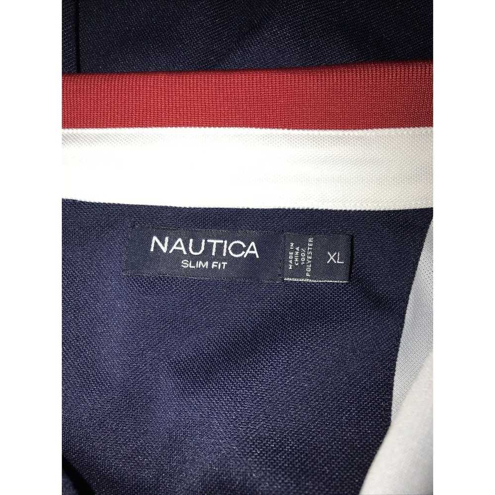 Nautica Jersey Short Sleeve Navy Blue Red America… - image 9