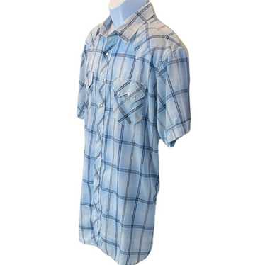 Other Western Blue Plaid Snap Button Rodeo - image 1