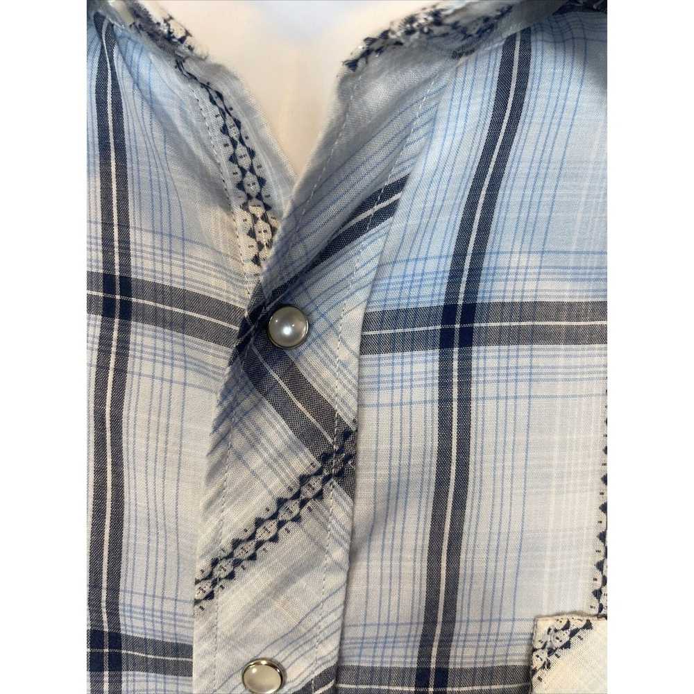 Other Western Blue Plaid Snap Button Rodeo - image 9