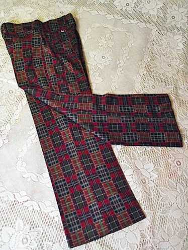Vintage 1970s Mens Polyester Pants Knit Patchwork 