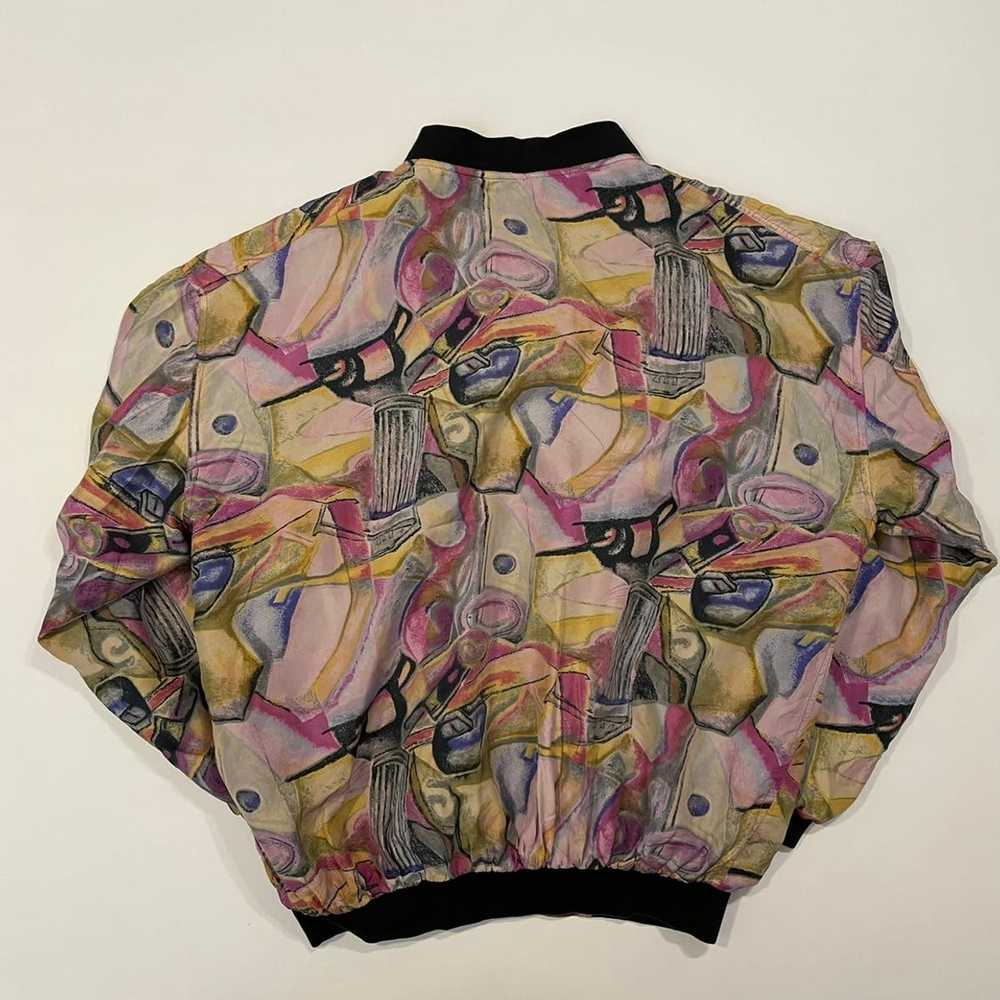 Vintage Vintage silk bomber jacket geometric retr… - image 3