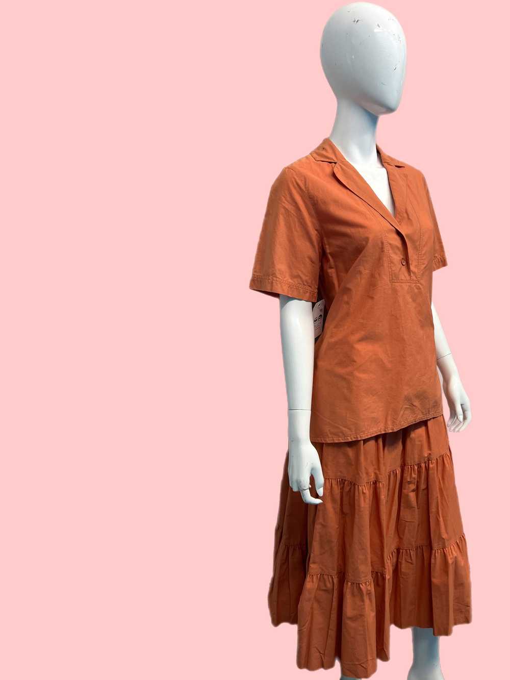 1980’s Guy Laroche Terracotta Peasant Skirt Set - image 1