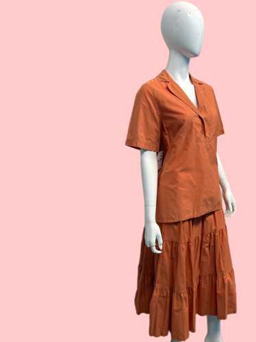 1980’s Guy Laroche Terracotta Peasant Skirt Set - image 1