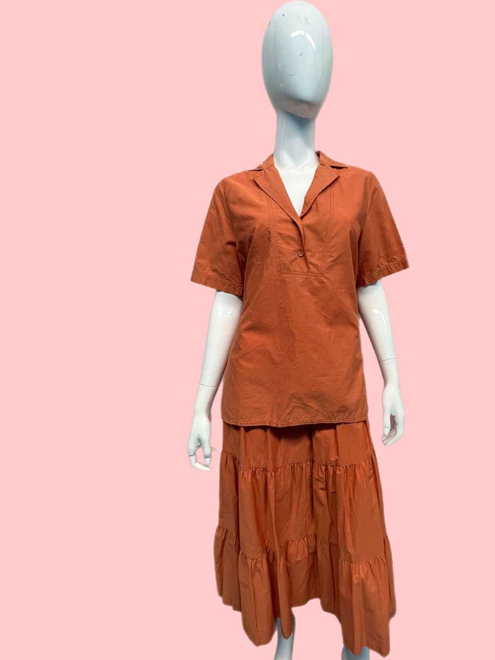 1980’s Guy Laroche Terracotta Peasant Skirt Set - image 2