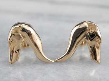 Gold Greyhound Head Stud Earrings - image 1