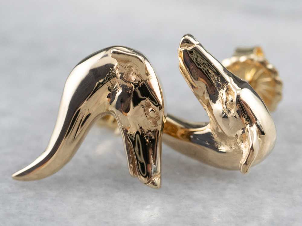 Gold Greyhound Head Stud Earrings - image 2