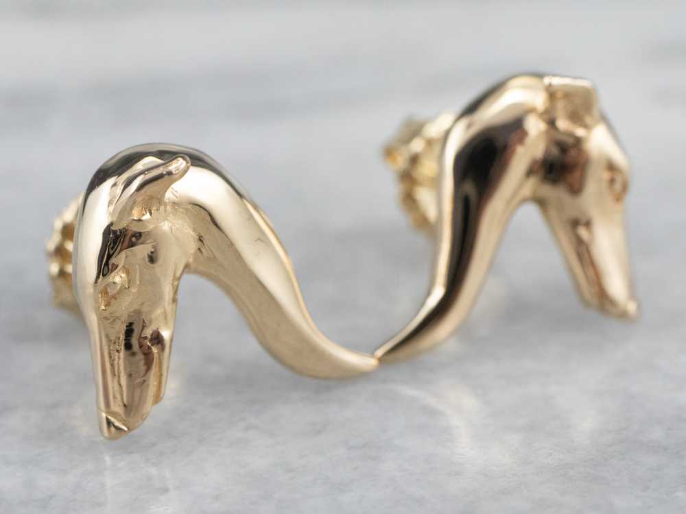 Gold Greyhound Head Stud Earrings - image 3