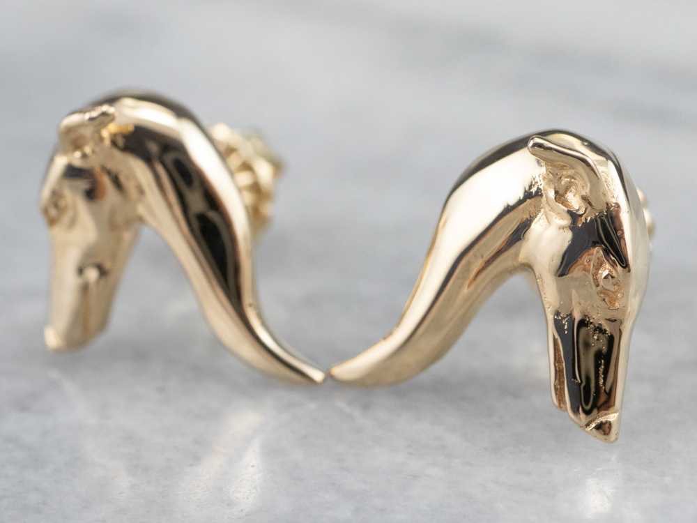 Gold Greyhound Head Stud Earrings - image 4