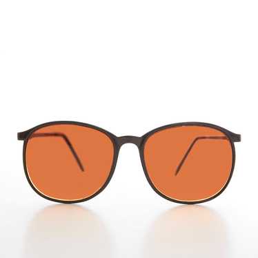 Round Preppy Sunglasses with Amber Lens - Jordy