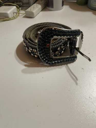 BB Simon Swarovski Crystal Leather Belt In Black [1689 J59 BB