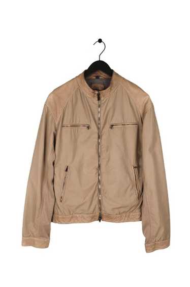 Armani Leather Nylon Tan Mix Material Bomber Jacke