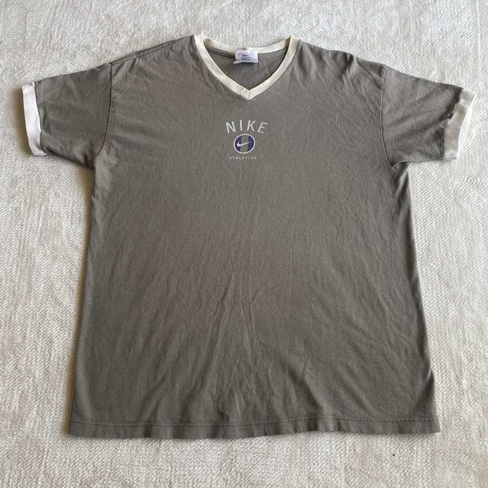 Nike Vintage Nike Center Logo V Neck T-Shirt US M… - image 1