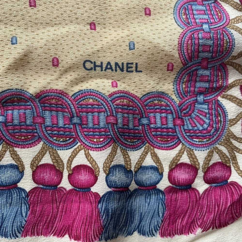 Chanel × Vintage Chanel Silk Scarf Tassels Pink B… - image 6