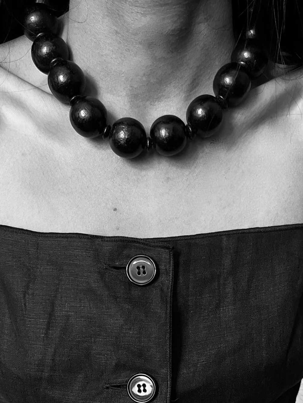 Vintage 1980s Wooden Bead Necklace - image 1