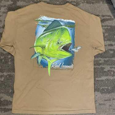 Reel Legends Fishing T-Shirt Mens Large Blue Short Sleeve Freeline Lite  Shark