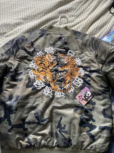 Tiger embroidery world tour long bomber jacket – Fashion for Your Kids