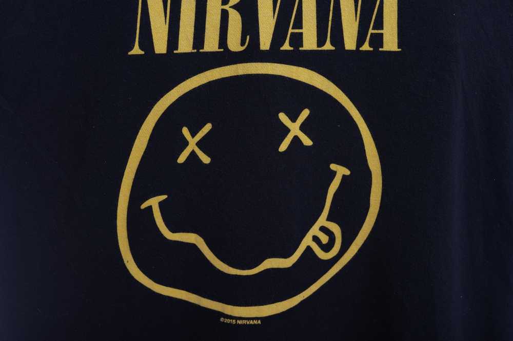 Vintage Nirvana Smiley Face T Shirt Mens Black Ku… - image 6