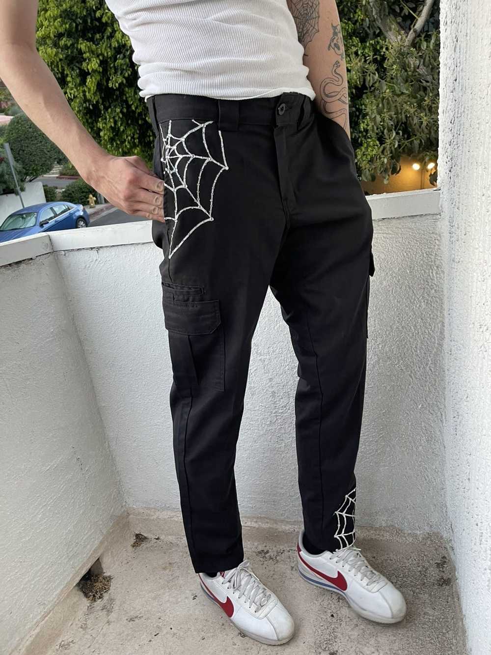 Custom × Dickies × Streetwear Bedazzled Spiderweb… - image 2