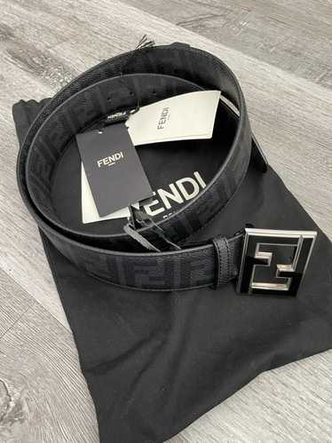 Fendi Zucca-Print Leather Enamel-Buckle Belt