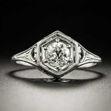 Art Deco .51 Carat Diamond Solitaire Engagement R… - image 1