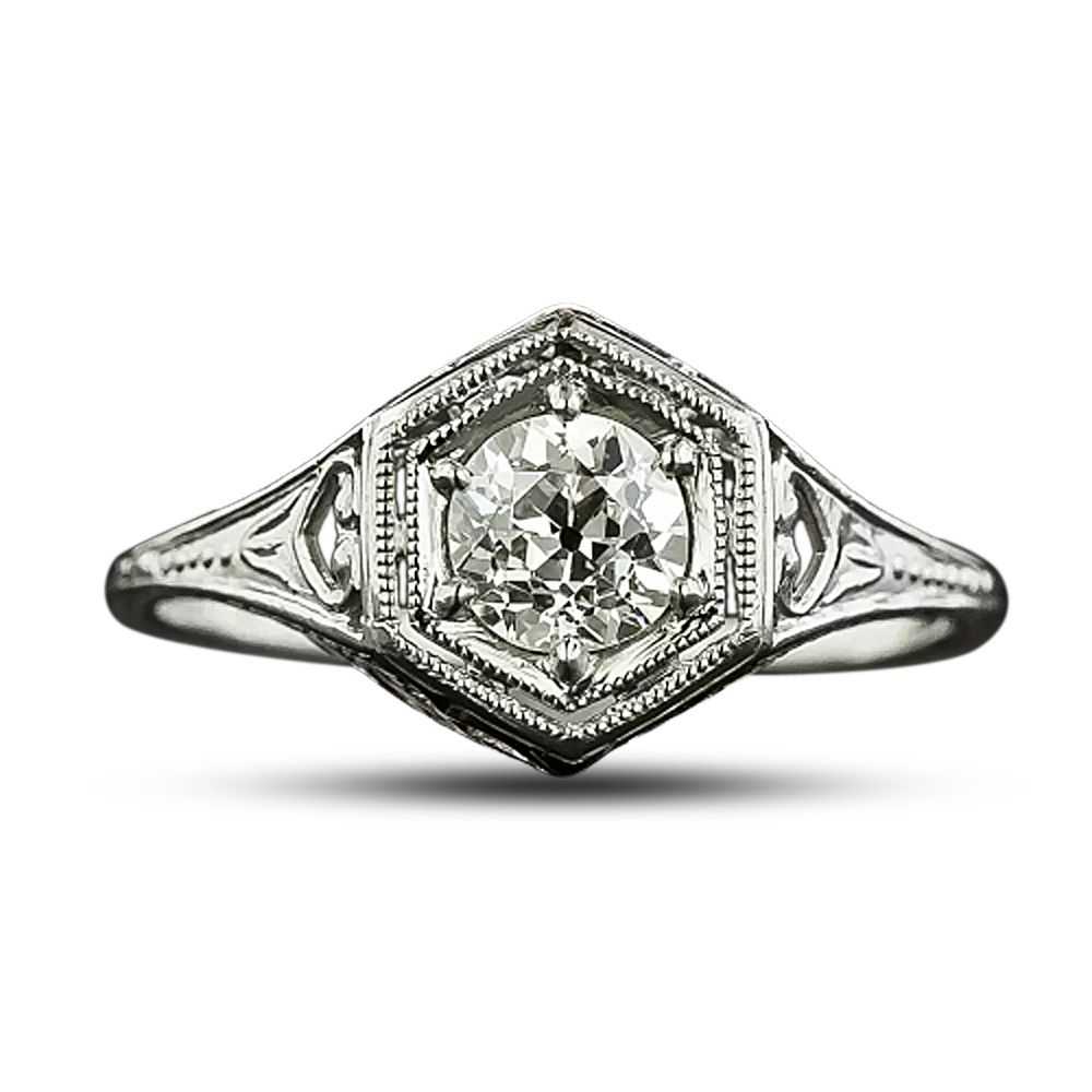 Art Deco .51 Carat Diamond Solitaire Engagement R… - image 4