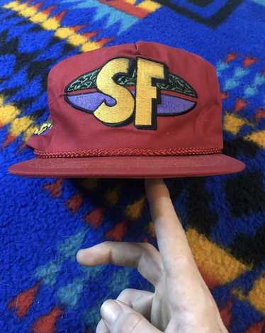 Vintage vintage 80s 90s six flags zipper hat snapb