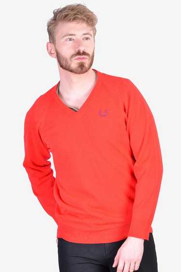 Vintage 1970’s Fred Perry Courtelle Red Jumper | … - image 1