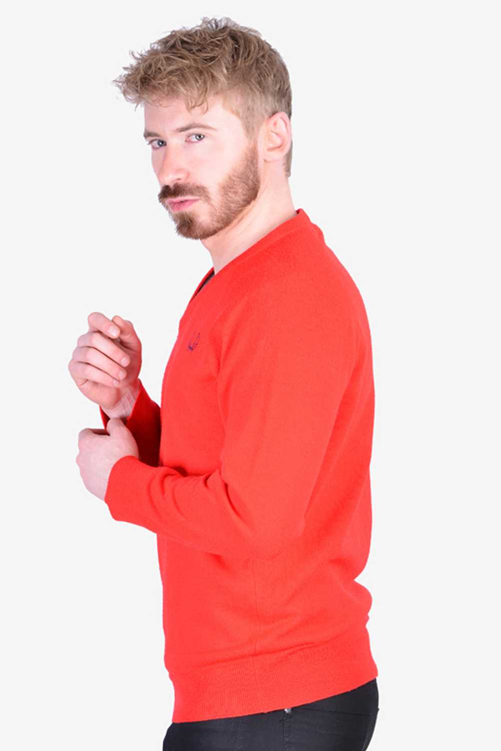 Vintage 1970’s Fred Perry Courtelle Red Jumper | … - image 3