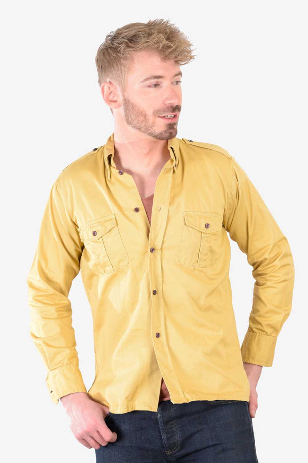 Vintage 1970’s Campari Yellow Cotton Shirt | Size… - image 1