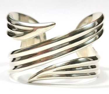 Sterling Silver Open Design Pointed Open Cuff Ban… - image 1