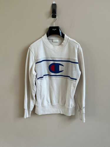 Champion Reverse Weave Logo Sweater in Ivory Color