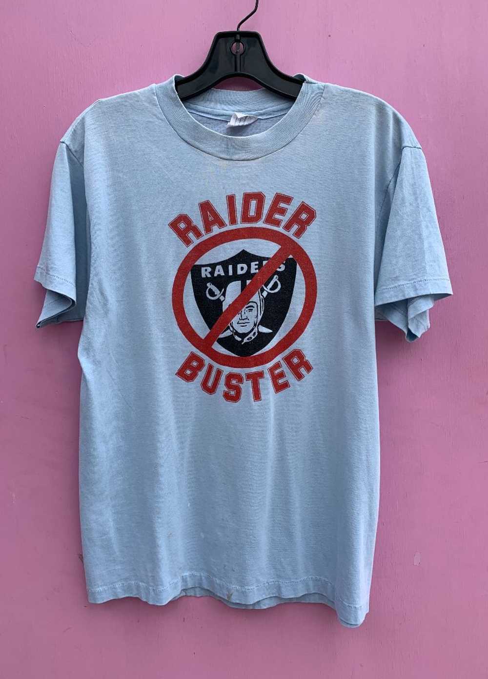 1980S NFL RAIDER BUSTER GRAPHIC SINGLE STITCH T-S… - image 1