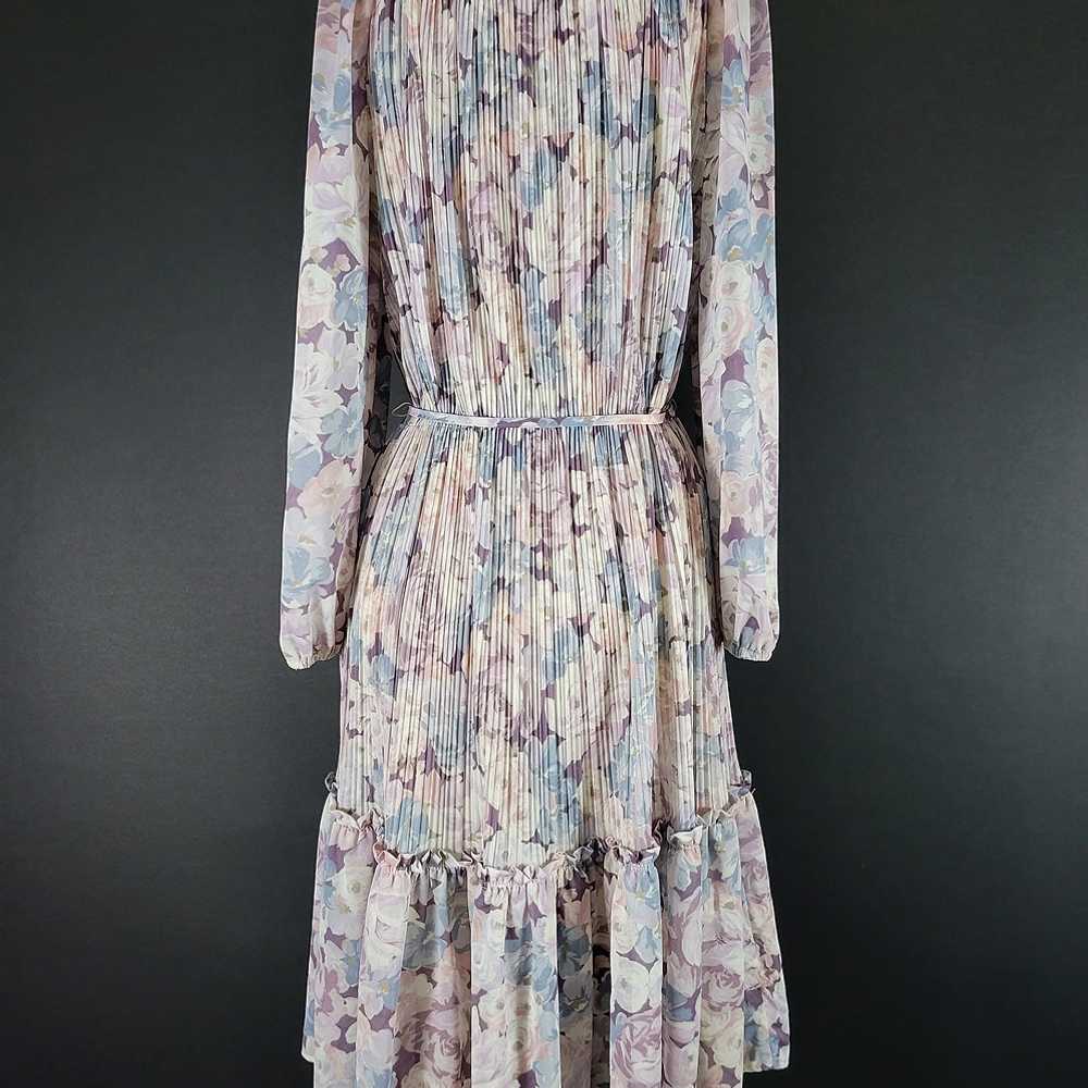 70s Tracy Floral Long Sleeve Pleated Dress - image 11