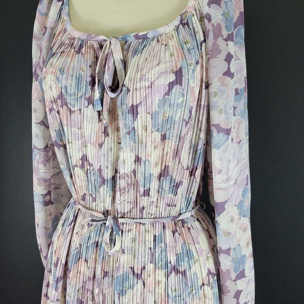 70s Tracy Floral Long Sleeve Pleated Dress - image 3