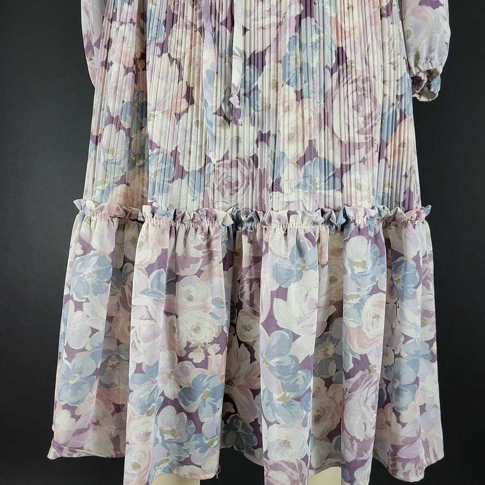 70s Tracy Floral Long Sleeve Pleated Dress - image 6