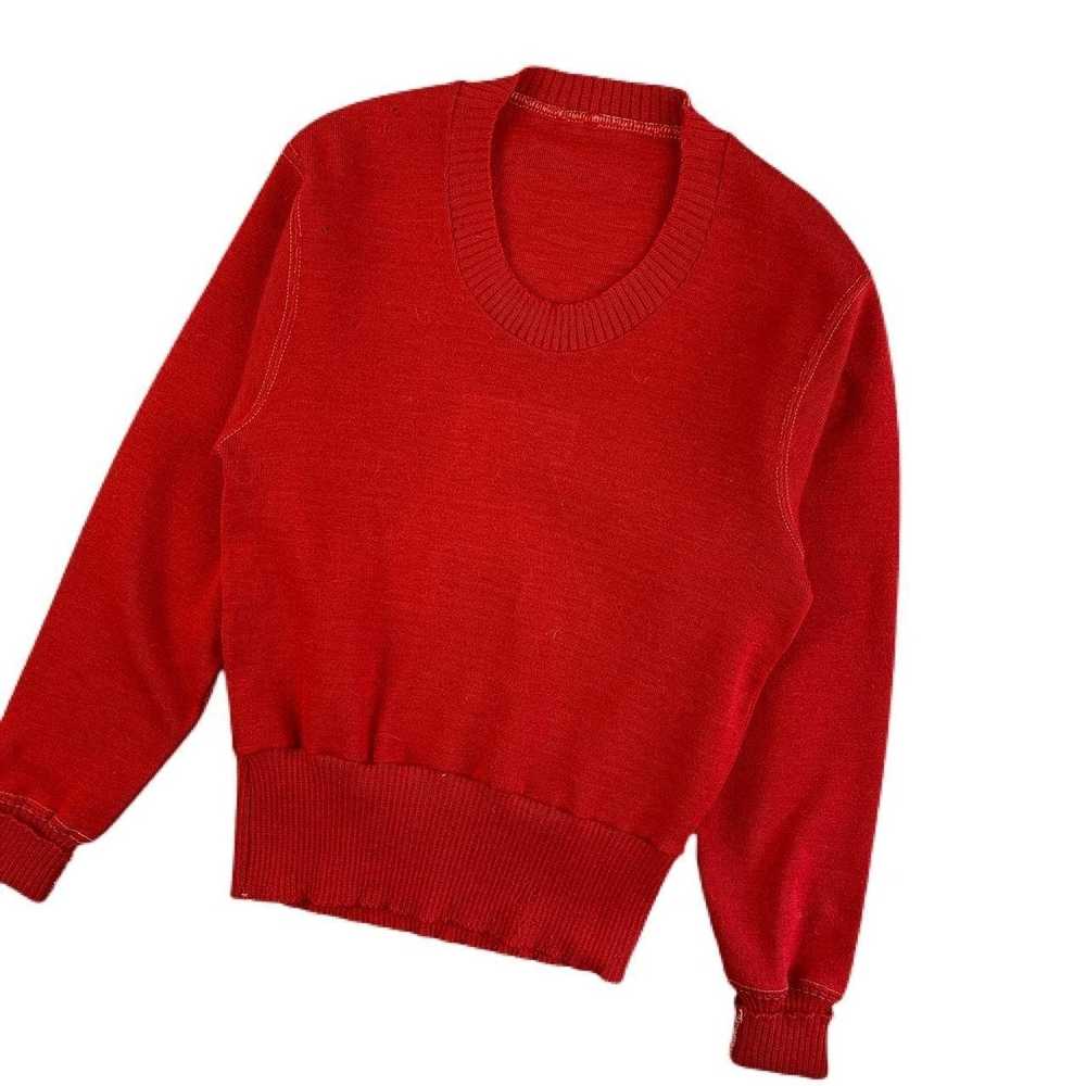 Vintage True Vintage 40s Red Wool Knit Red Sweater - image 1