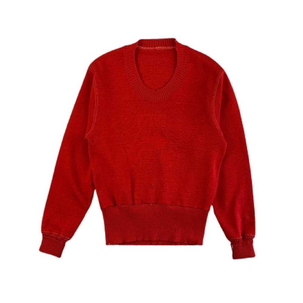 Vintage True Vintage 40s Red Wool Knit Red Sweater - image 2