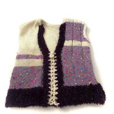 Vintage Vintage vest sweater 90s retro purple bei… - image 1