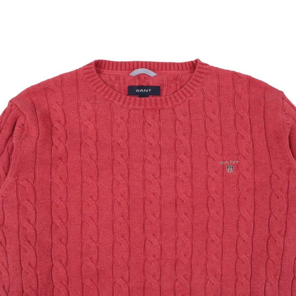 Gant GANT Pale Red Cable Knit Cotton Crew Neck Ju… - image 3