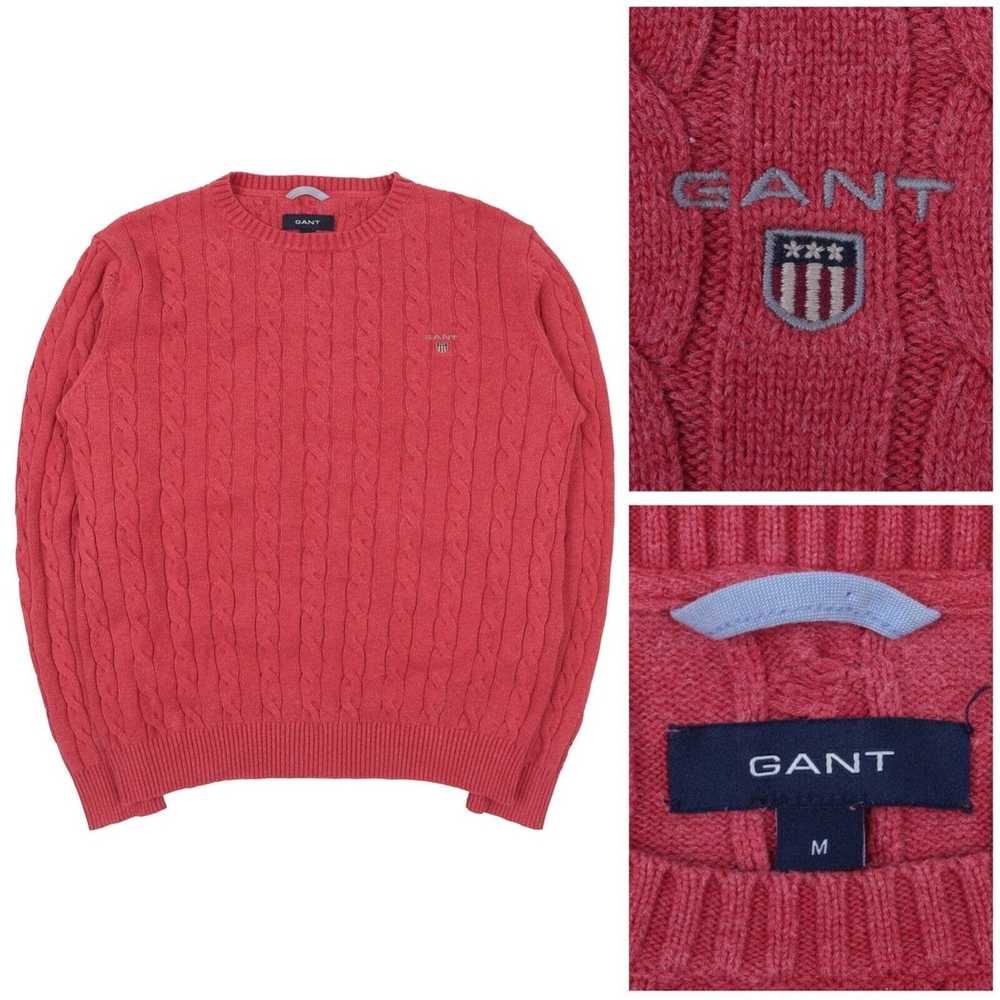 Gant GANT Pale Red Cable Knit Cotton Crew Neck Ju… - image 8