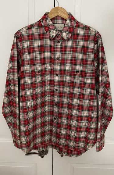 Gucci Gucci Embroidered Snaked Plaid Shirt