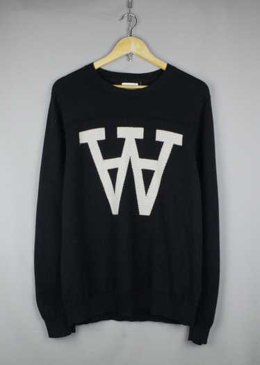 Wood Wood Wood Wood Big Logo Black Wool Sweater