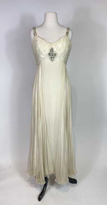 1960s Silk Chiffon Beaded Gown