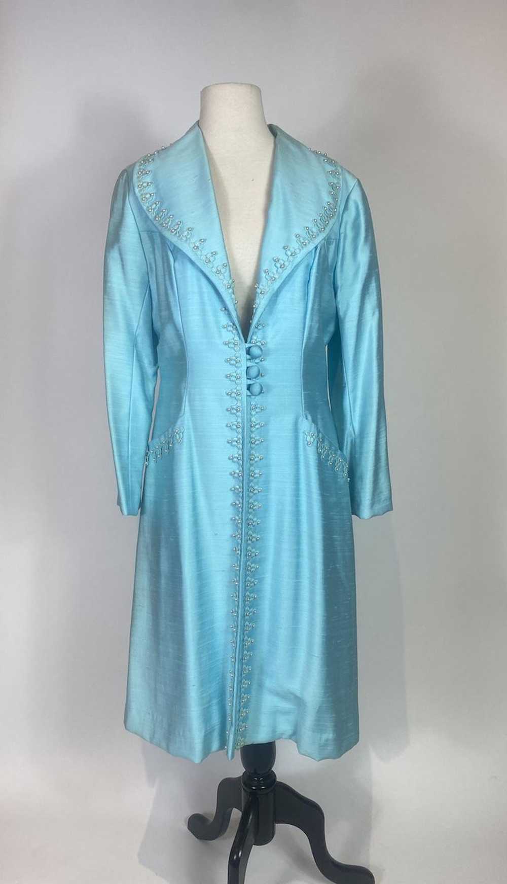 1960s Alfred Werber Blue Embellished Coat - image 1
