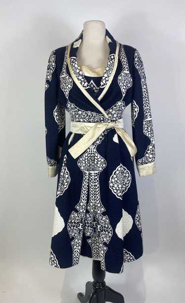 1960s Ronald Amey Printed Silk Trim Dress and Jac… - image 1