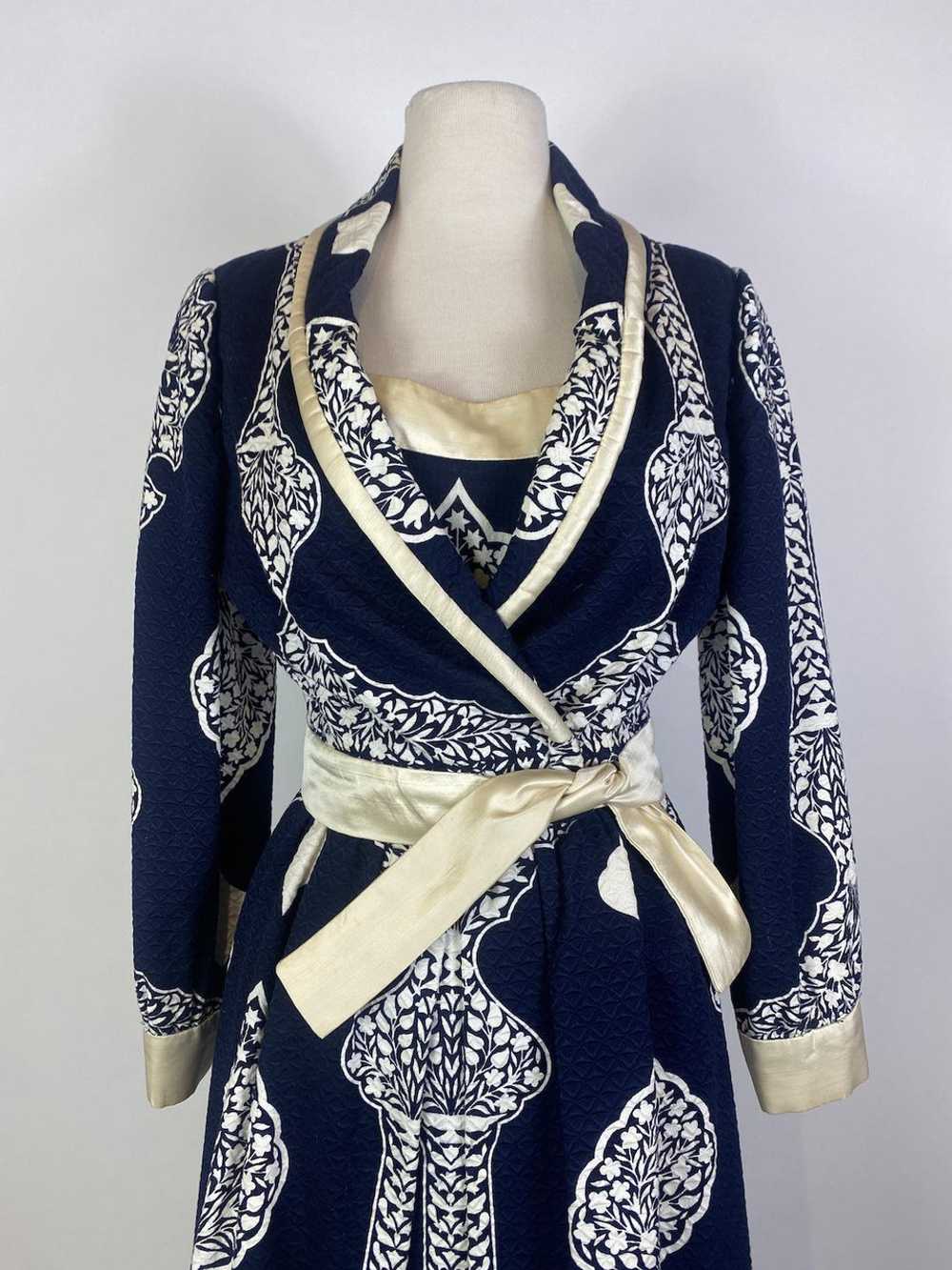 1960s Ronald Amey Printed Silk Trim Dress and Jac… - image 2