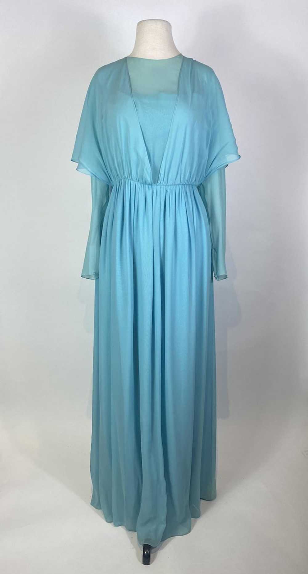 1970s BILL BLASS Blue Layered Maxi Gown - image 1